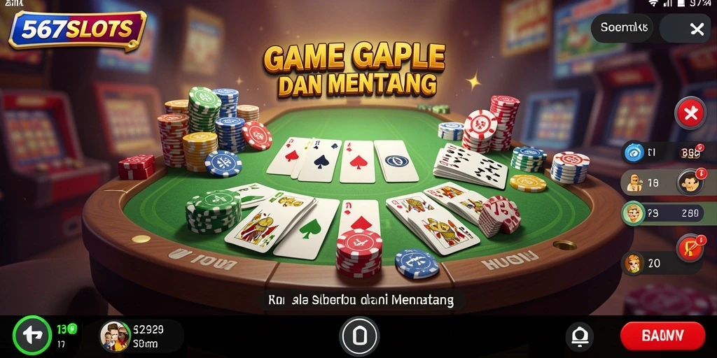 Tampilan seru dari gameplay Gaple di 567SLOTS.