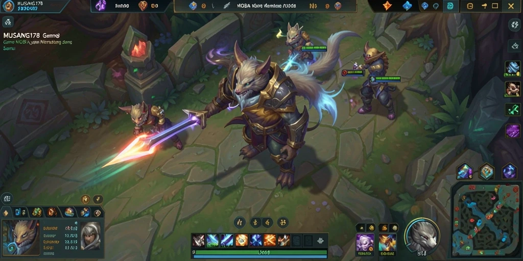 Tampilan gameplay seru di arena pertempuran MOBA.