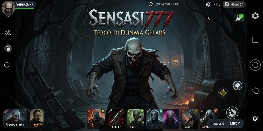 Gameplay SENSASI777 yang menampilkan suasana menyeramkan dan mencekam.